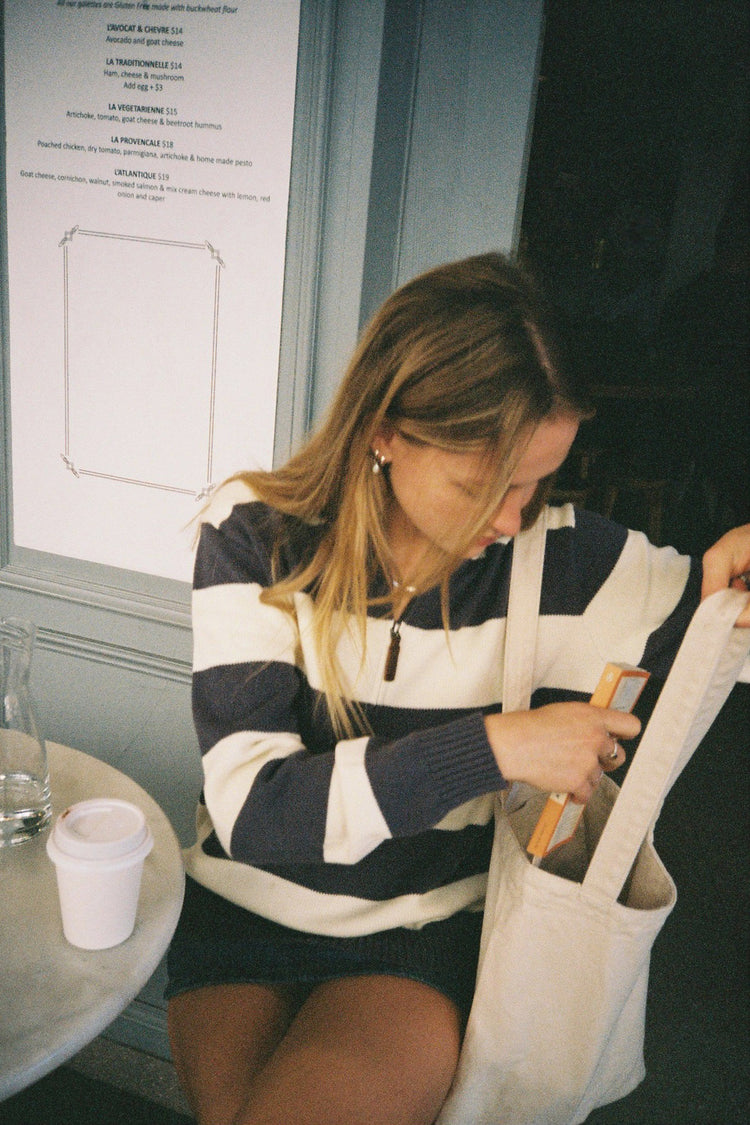 Casey Sweater | Ivory And Blue