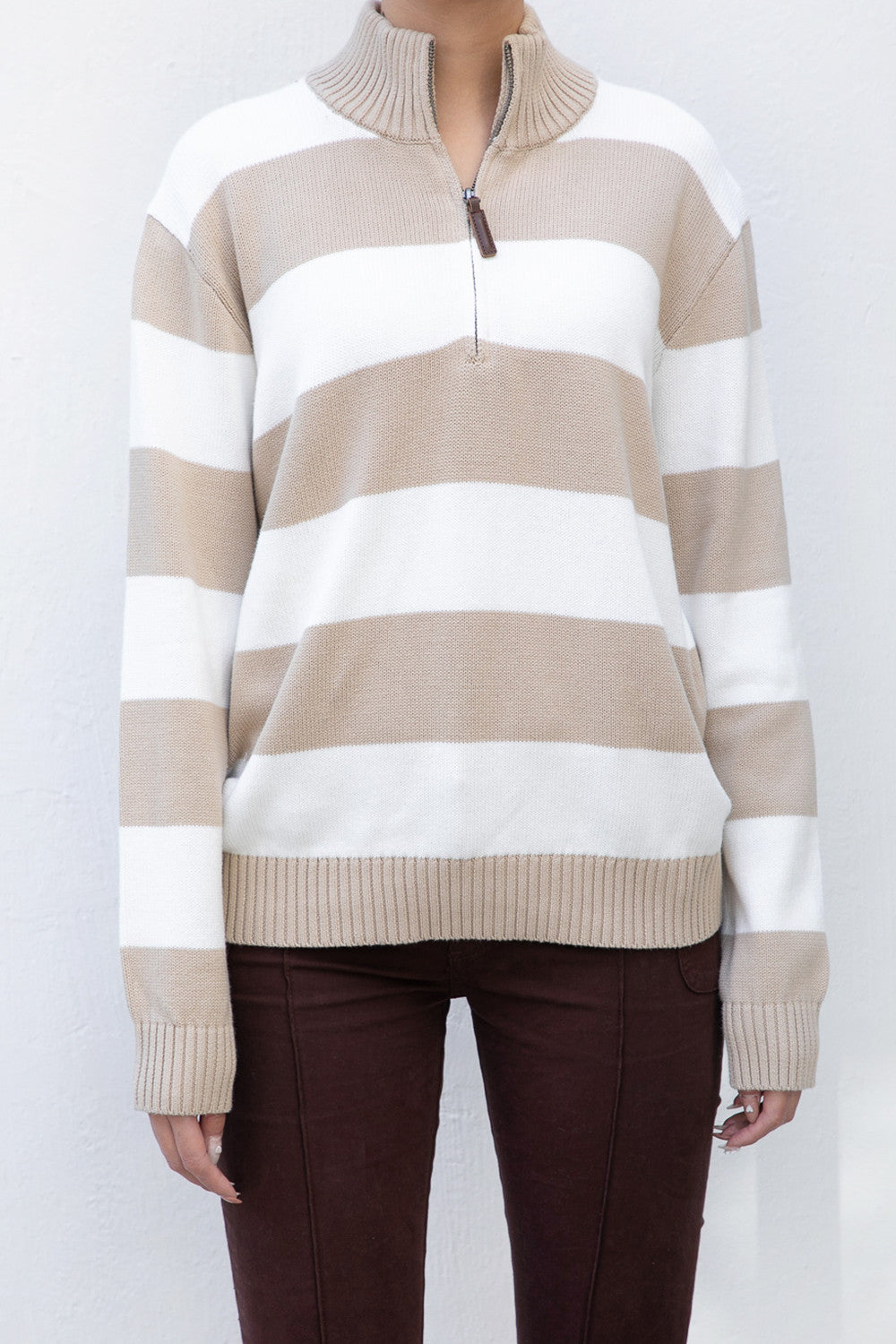 Casey Sweater | Latte Ivory Stripes