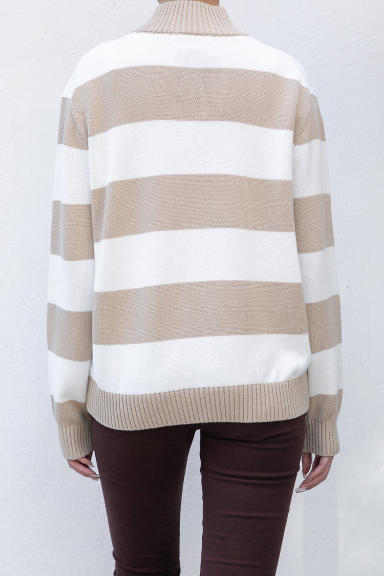 Casey Sweater | Latte Ivory Stripes