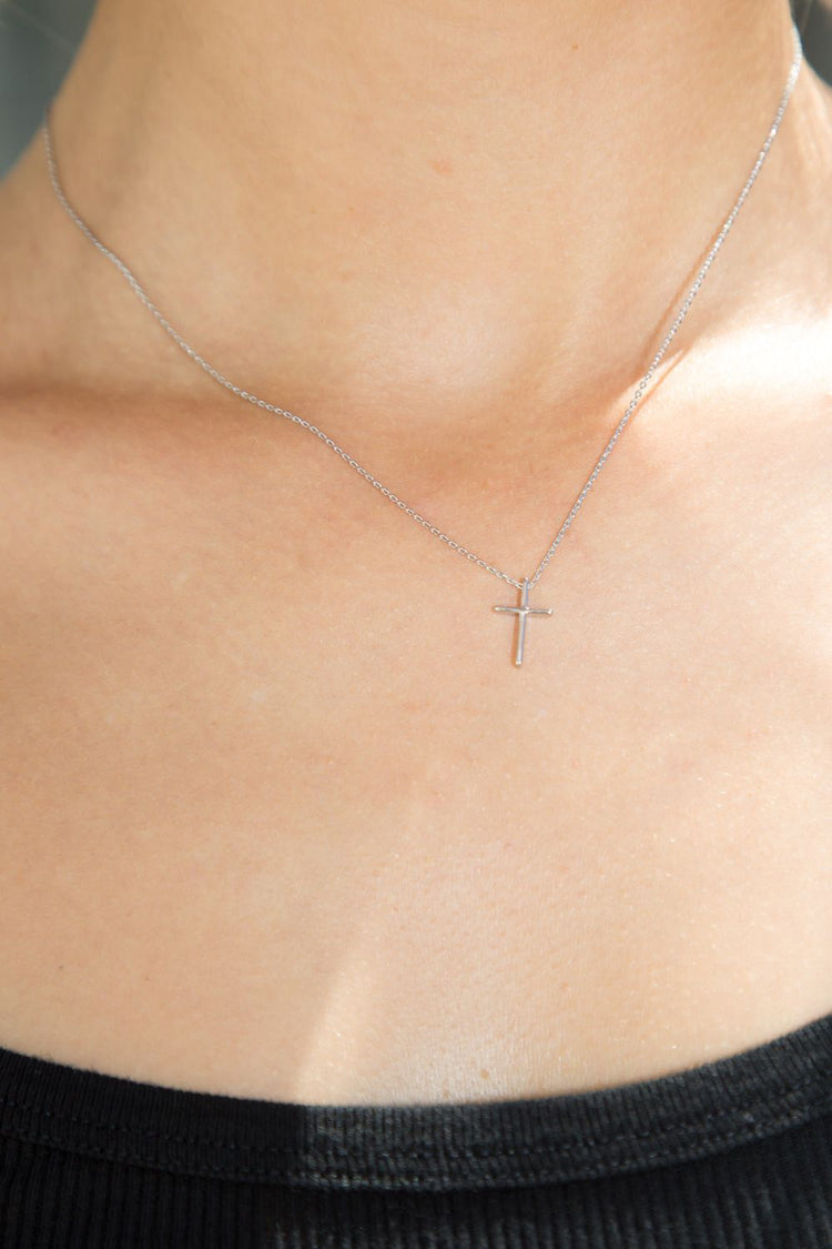 Mini Cross Necklace | Silver