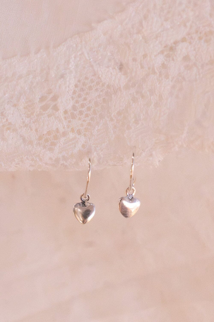 Sterling Silver Heart Charm Earrings | Sterling Silver Heart Charm Earrings
