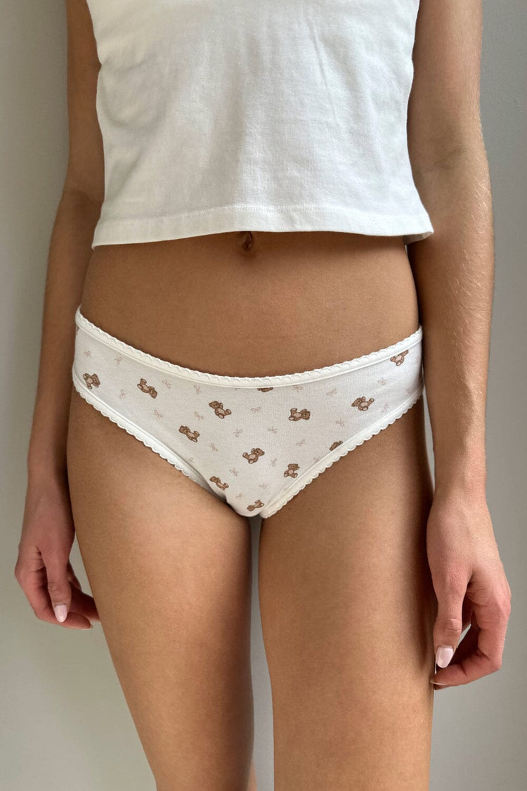 Heart & Teddy Bear Scallop Underwear | White / S