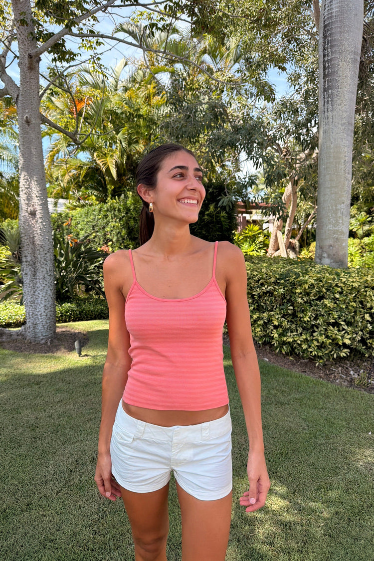 Skylar Striped Tank | Peach / XS/S