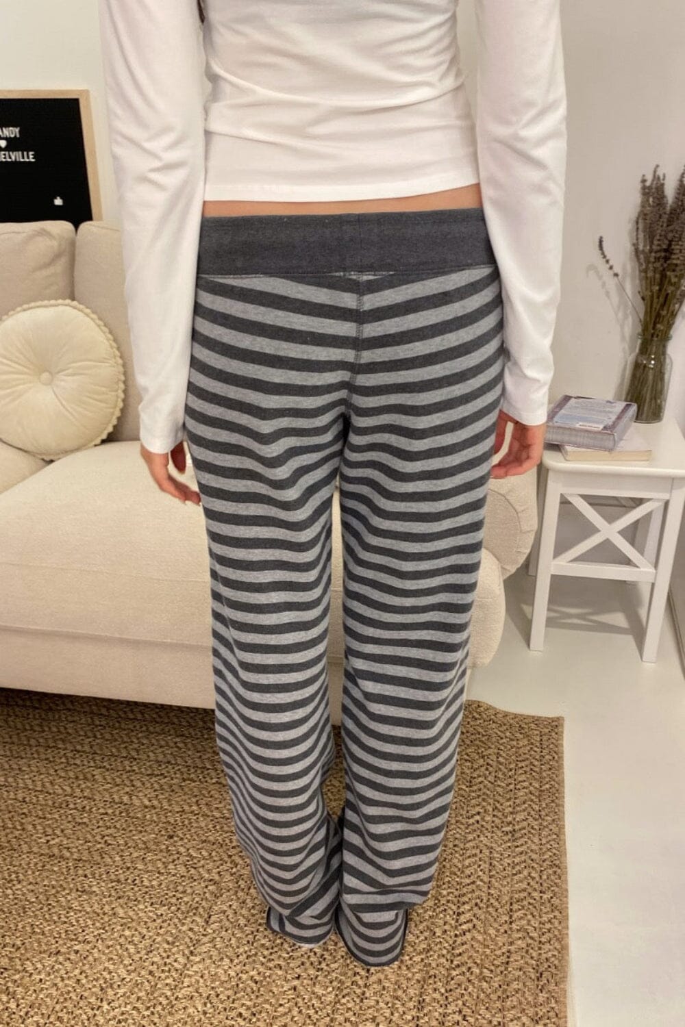 Hilary Striped Pants | Dark Grey and Faded Black Stripes / XS/S