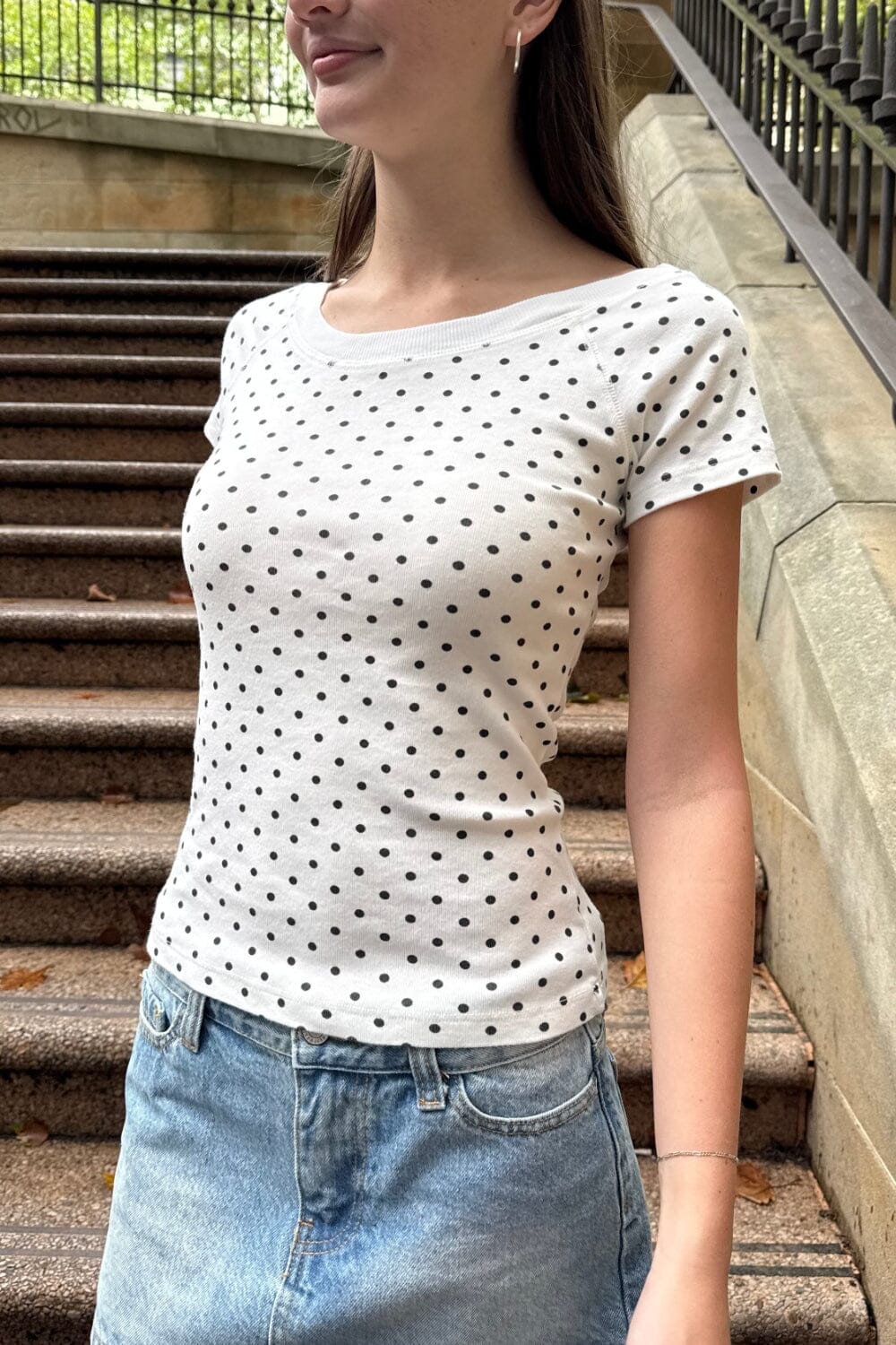 Ginny Polka Dot Top | White with Navy Large Polka Dot / XS/S