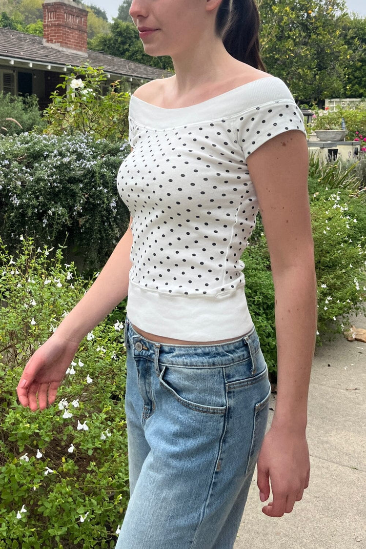 Ginny Polka Dot Top | White with Navy Large Polka Dot / XS/S