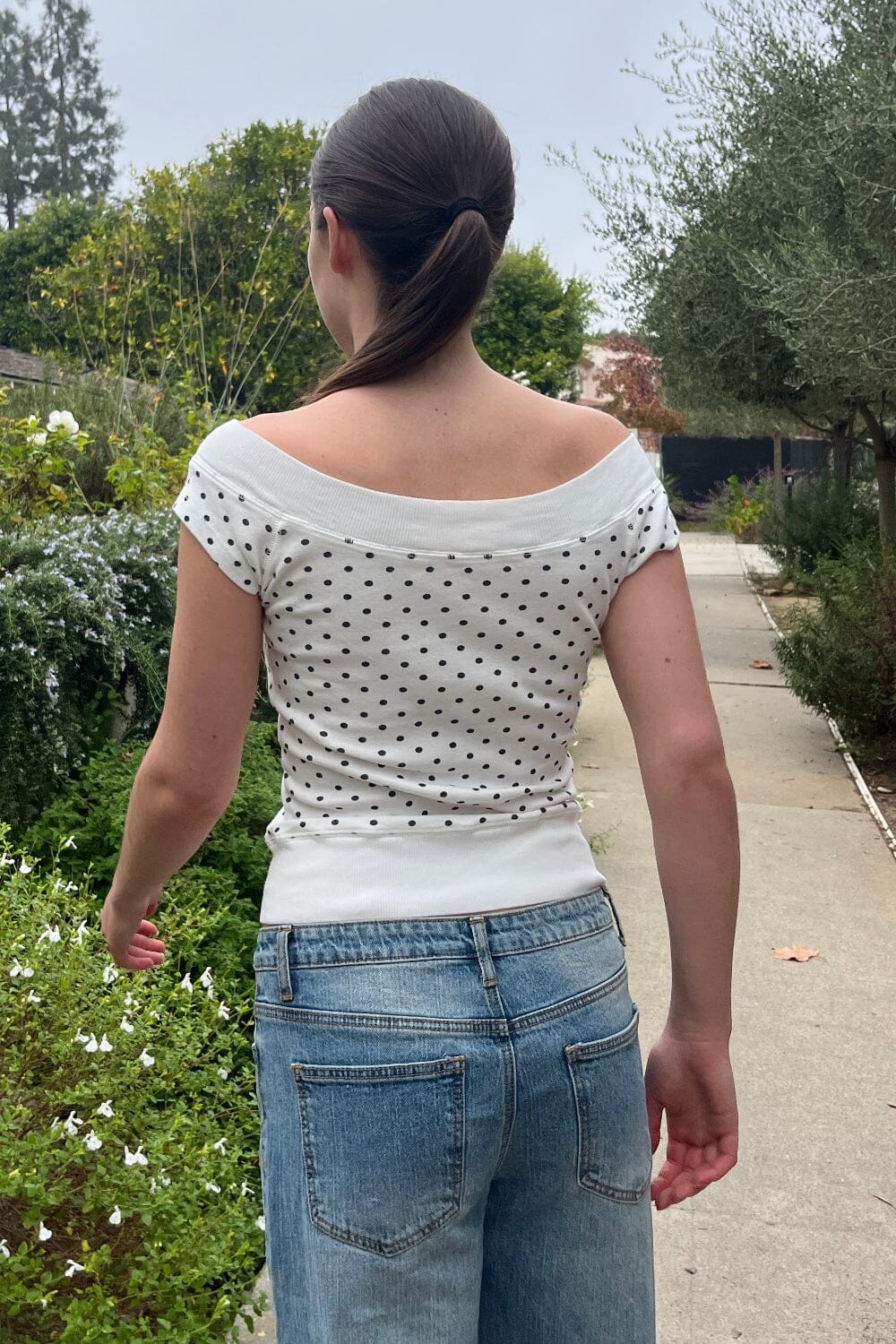 Ginny Polka Dot Top | White with Navy Large Polka Dot / XS/S