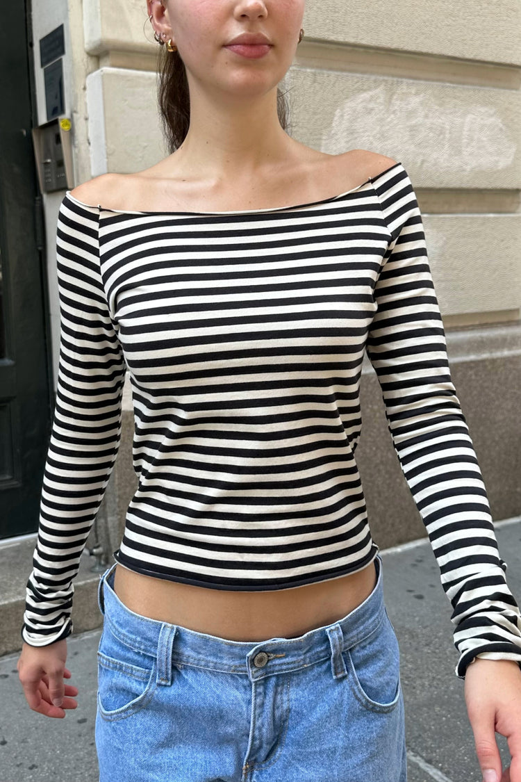 Bonnie Striped Top | Black and White Stripes / XS/S