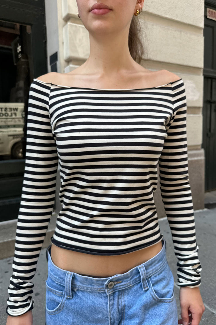 Bonnie Striped Top | Black and White Stripes / XS/S