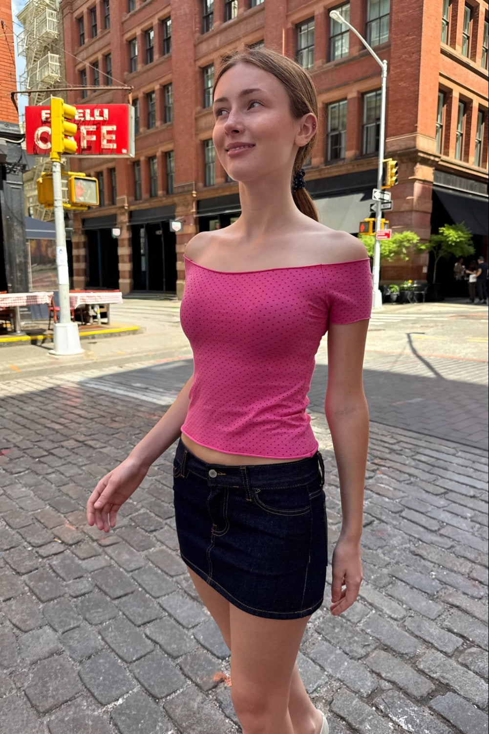 Bonnie Polka Dot Top | Blush Pink With Fuchsia Polka Dots / XS/S