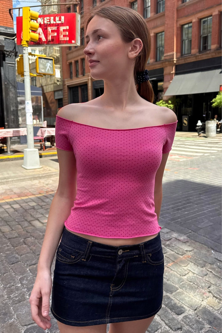Bonnie Polka Dot Top | Blush Pink With Fuchsia Polka Dots / XS/S
