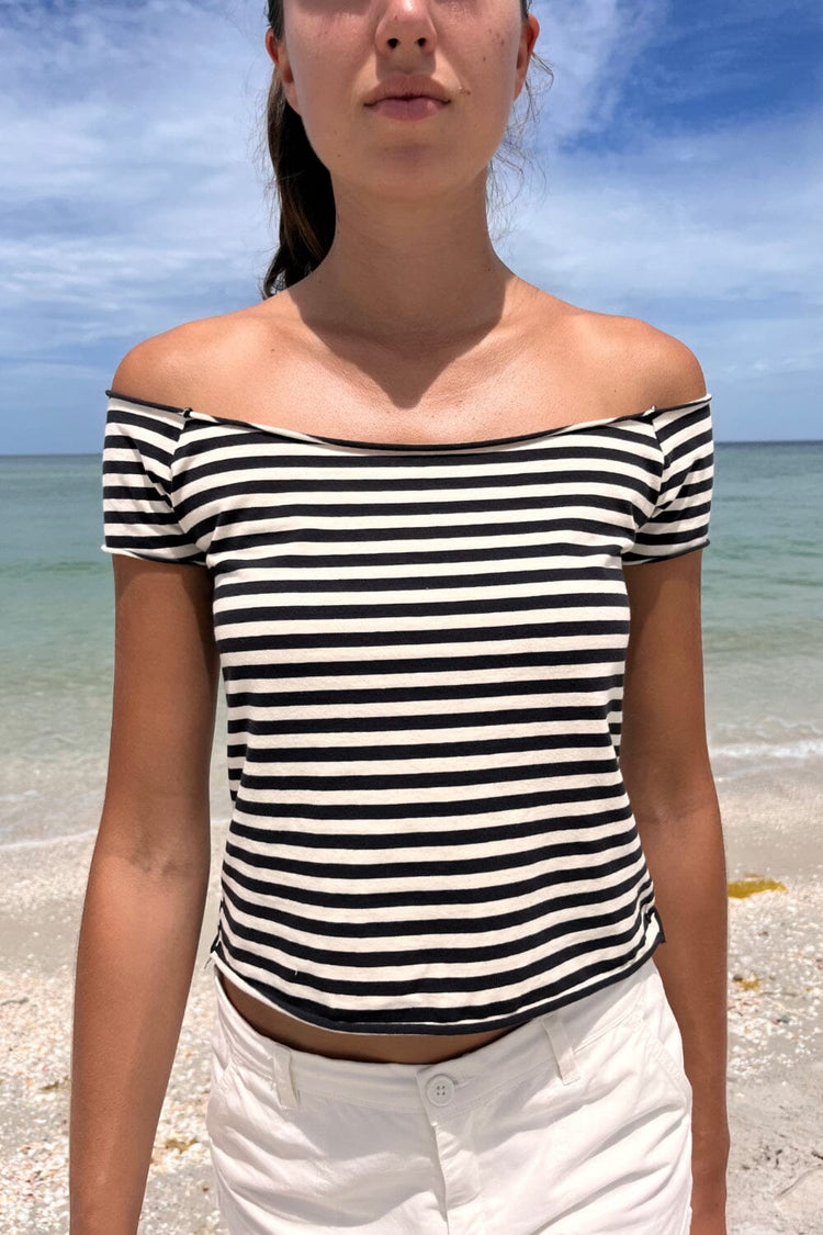 Bonnie Crop Top | Black and White Stripes / XS/S