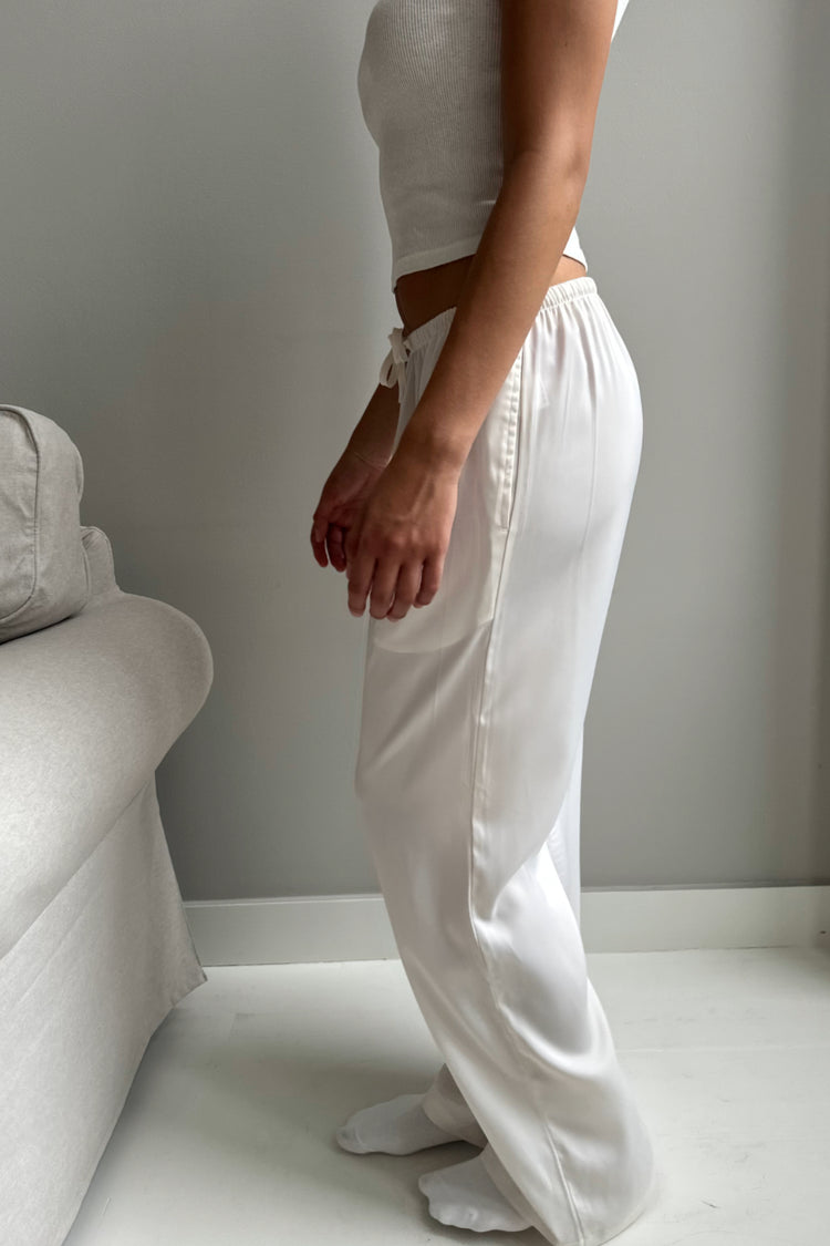 Anastasia Silky Pants | Ivory / S