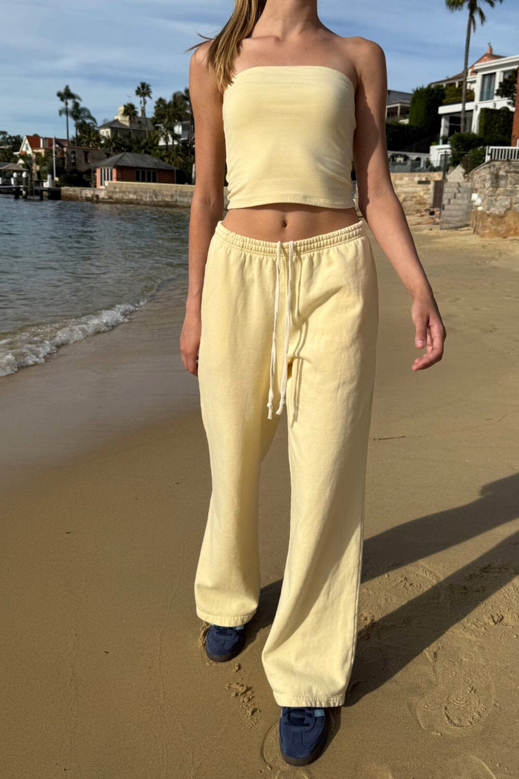 Anastasia Tie Sweatpants | Pastel Yellow