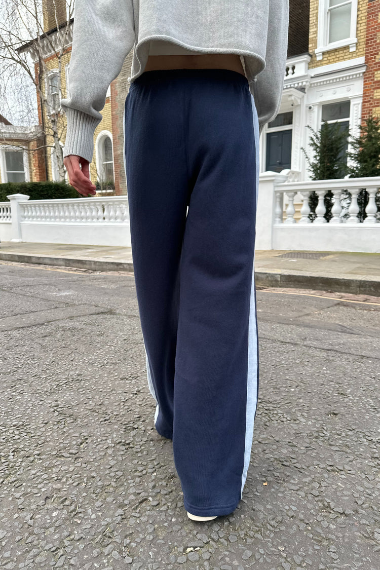 Anastasia Stripe Sweatpants | Navy Blue with White Stripe / S