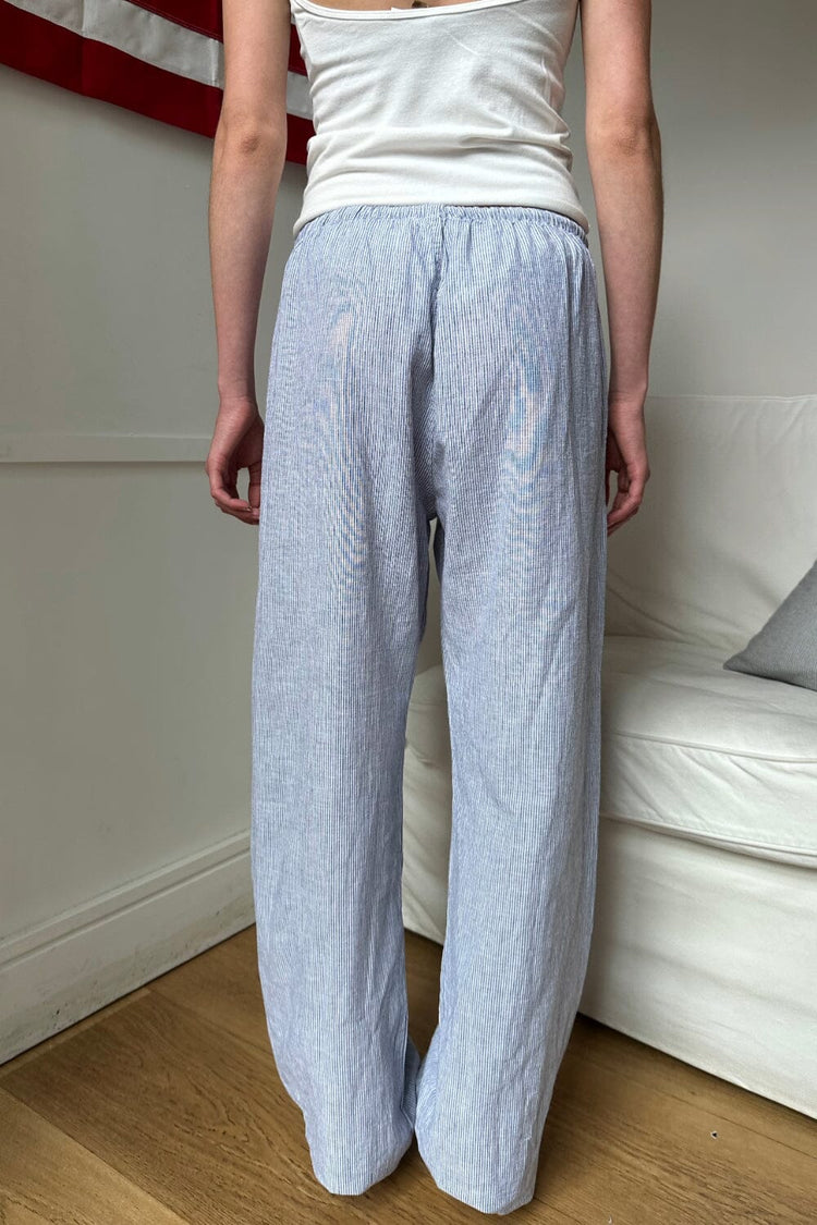 Anastasia Linen Pants | White With Navy Stripes / S