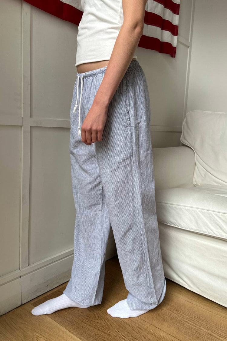 Anastasia Linen Pants | White With Navy Stripes / S