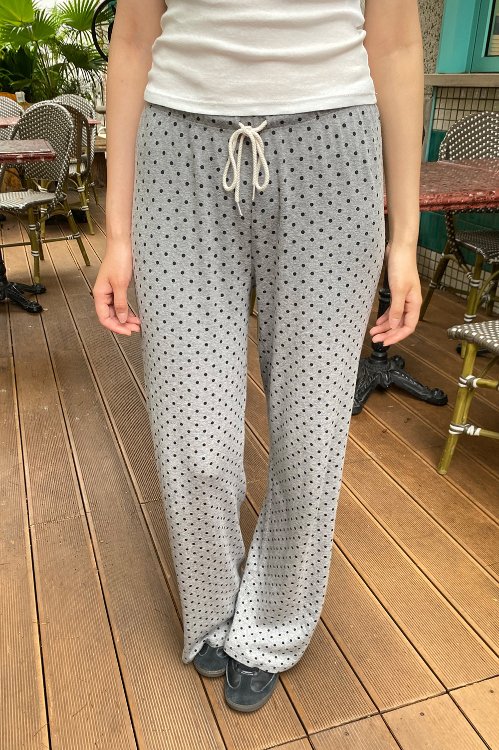 Anastasia Polka Dot Pants | Grey With Black polka Dot / XS/S