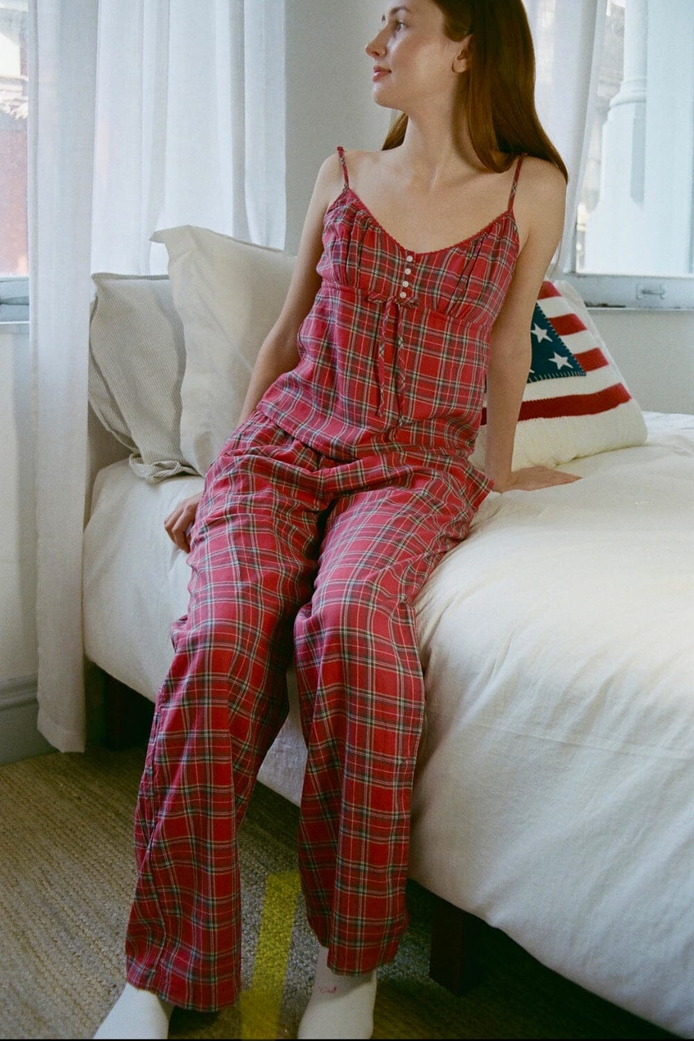 Red Brown and White Plaid / XS/S