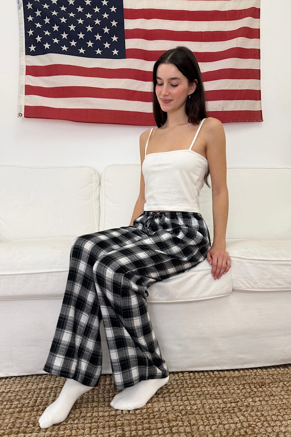 Noelia Plaid Pants | Black and White Plaid / XS/S