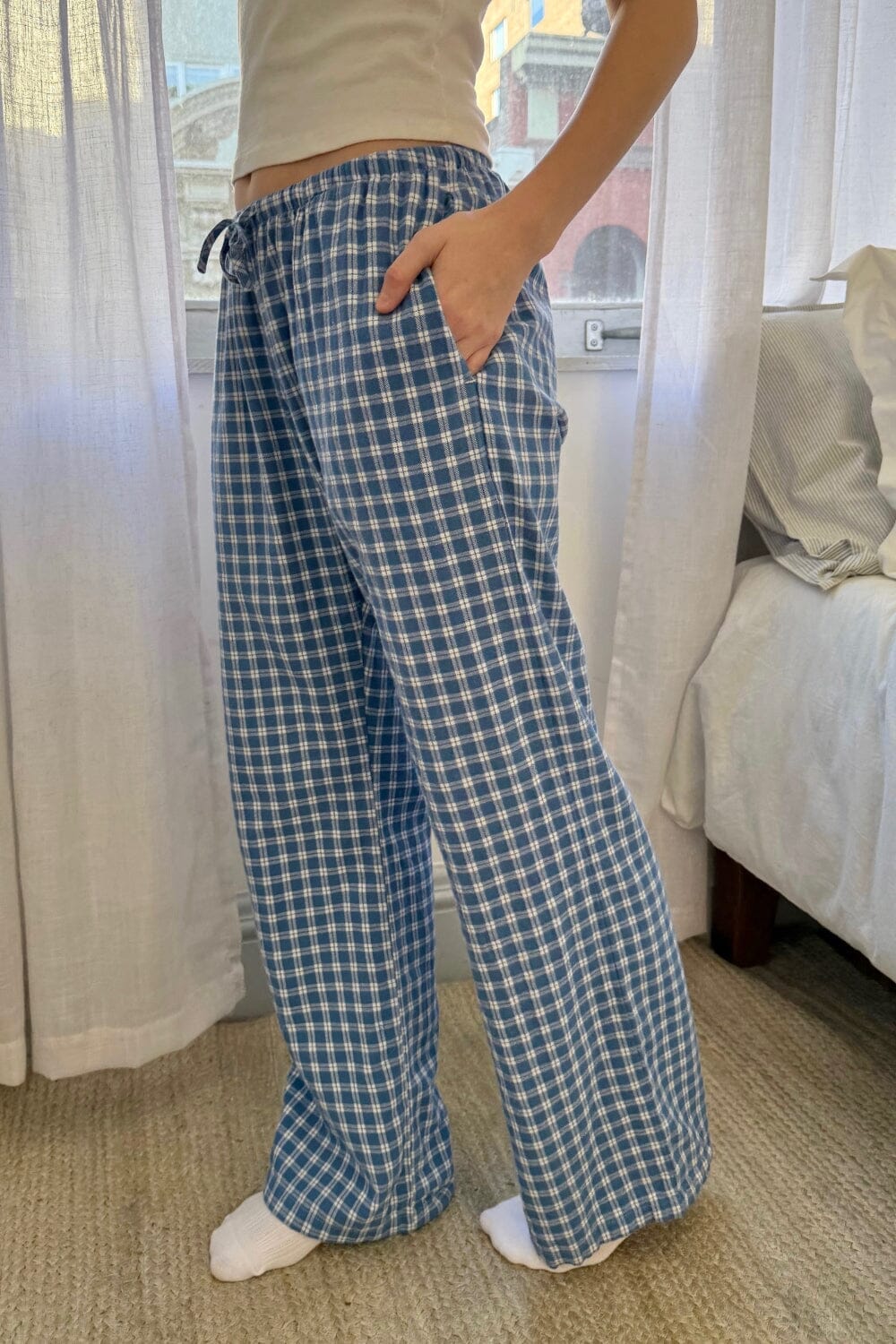 Noelia Plaid Pants | Blue And White Plaid / XS/S