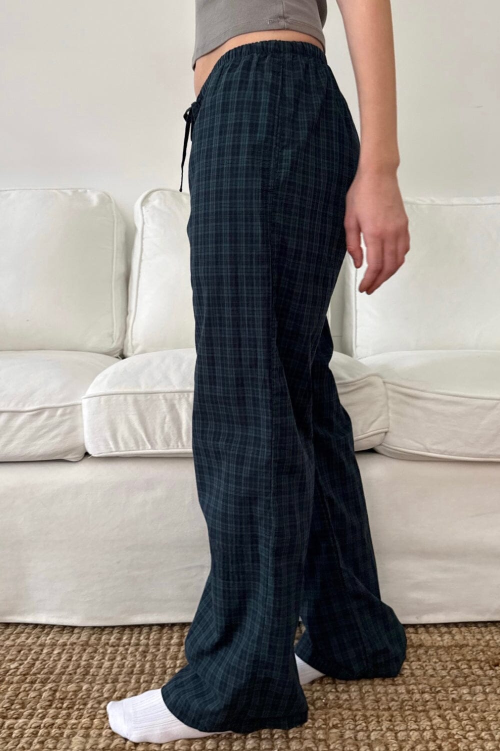 Noelia Plaid Pants | Green and Navy Plaid / XS/S