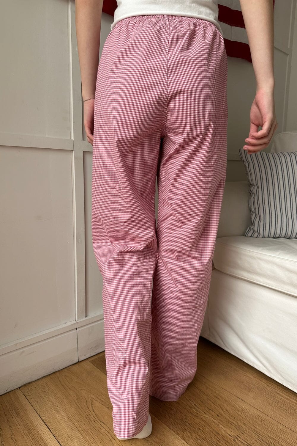 Ladies Trousers Brandy Melville Pink Plaid Pants Brandy Melville