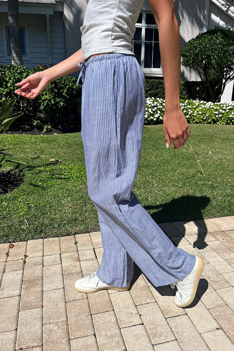 Nanda Pants | Vertical Blue White Stripes / S/M