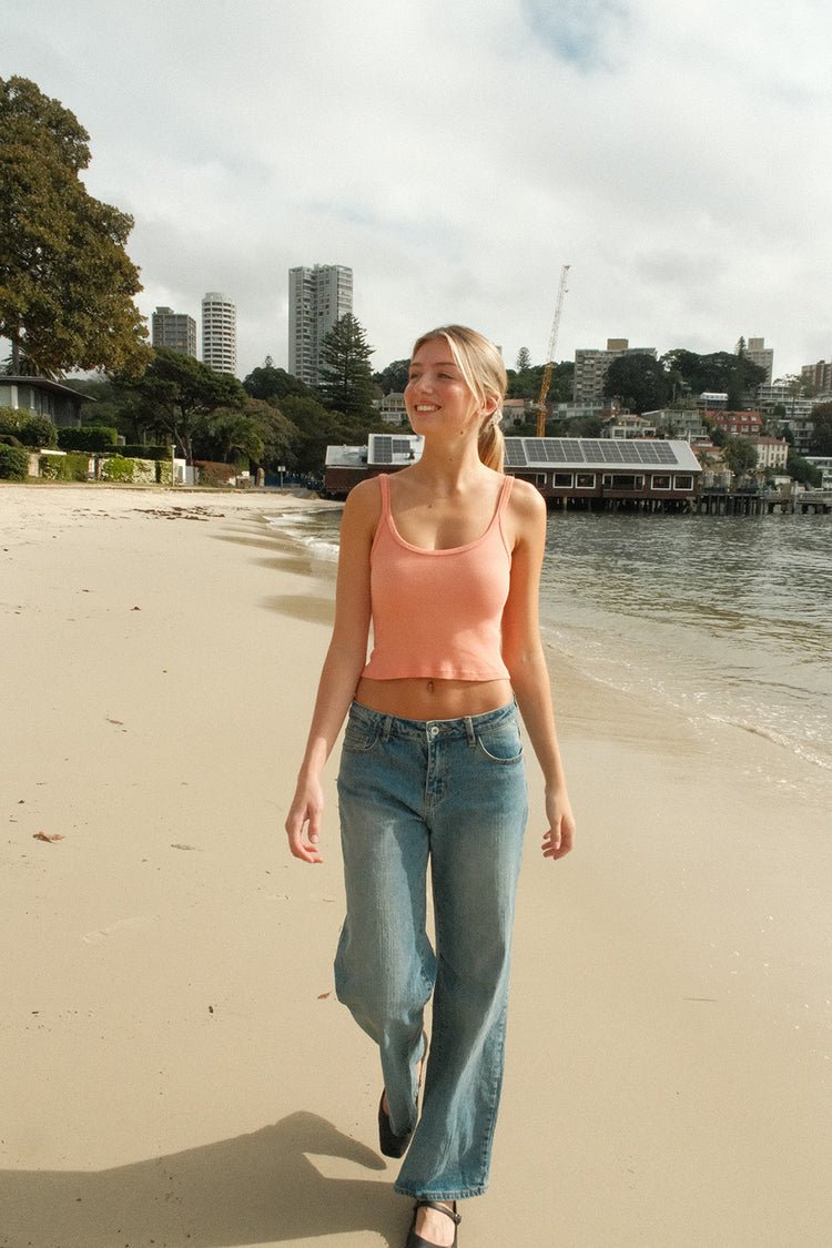 Beyonca Crop Tank | Rosa Coral / Cropped Fit