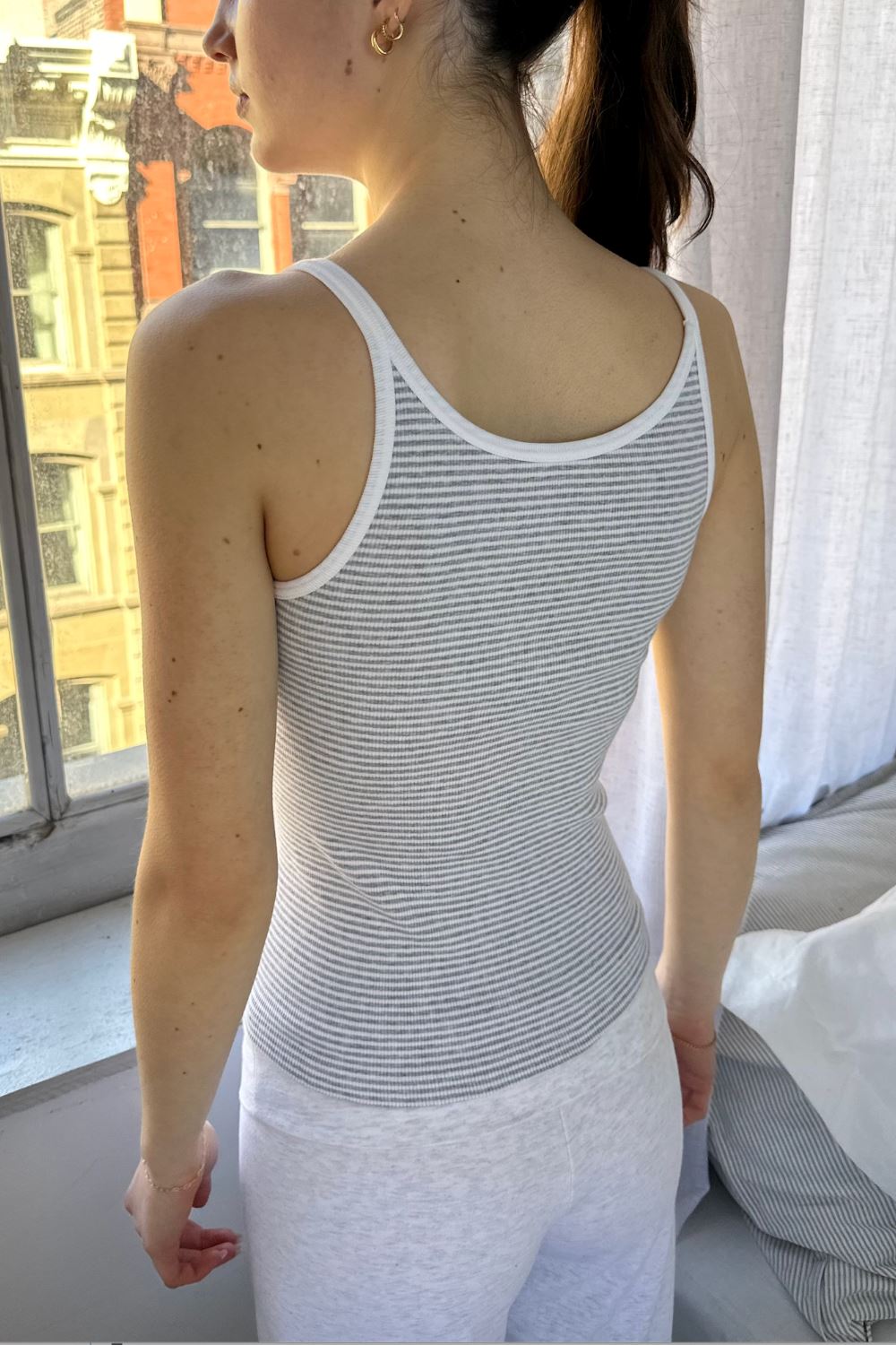 Heather Grey With White Stripes / XS/S