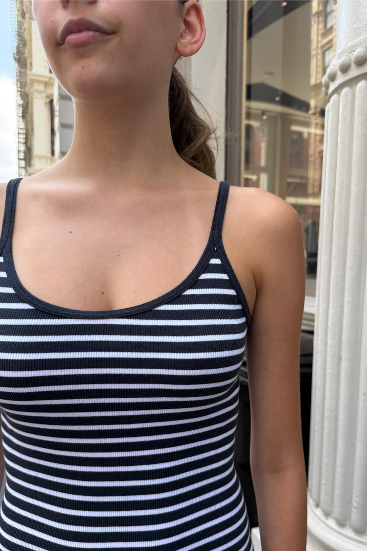 Matilde Striped Tank Top | Navy Blue With White Stripes / XS/S