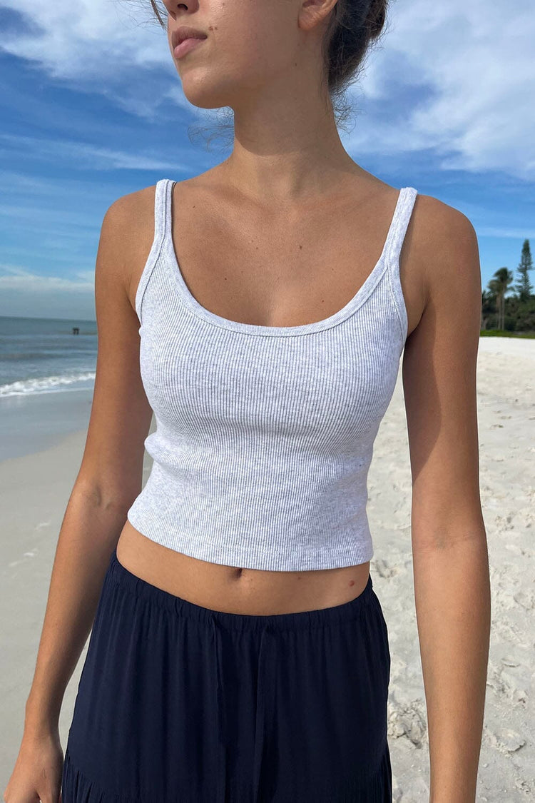 Beyonca Crop Tank | Light Silver / Cropped Fit