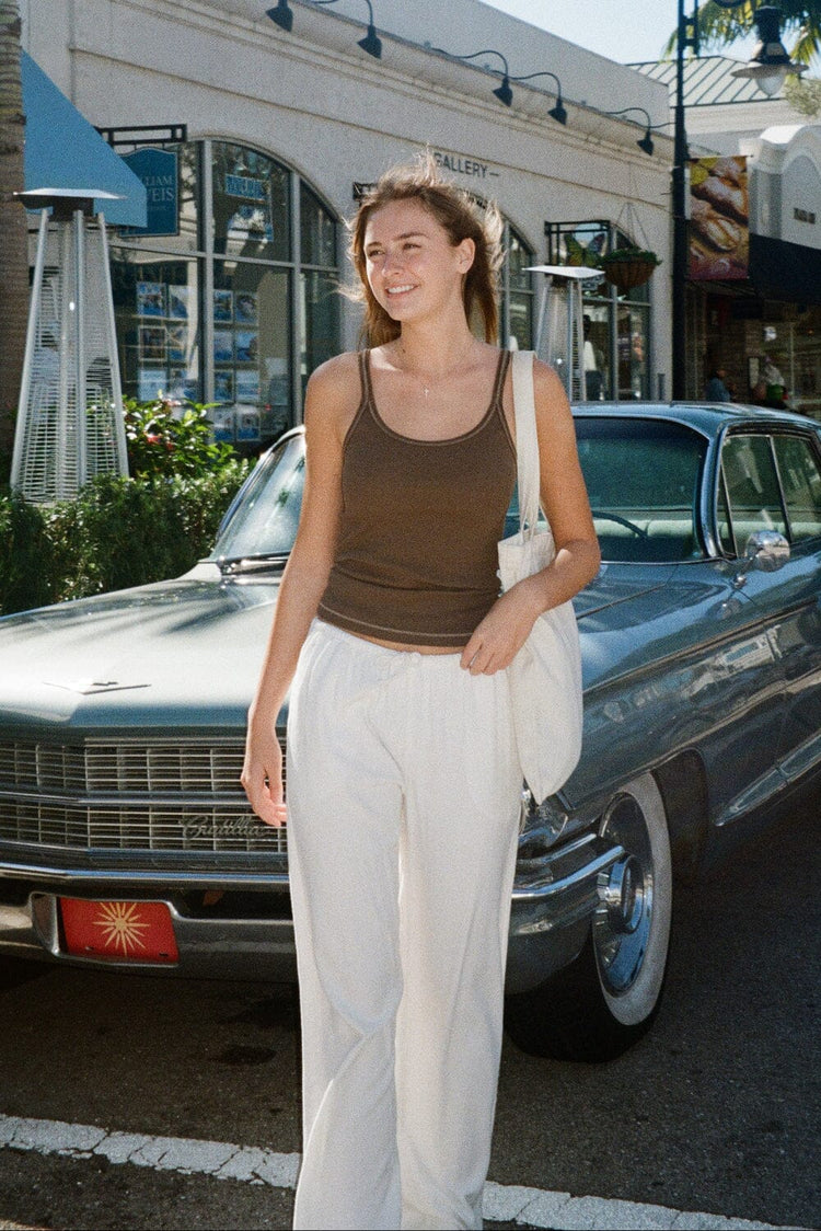 Beyonca Long Tank | Dark Brown / XS/S