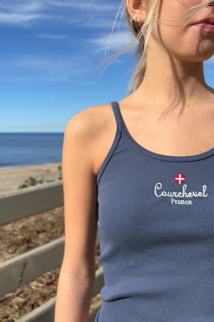 Beyonca Courchevel France Tank | Faded Navy Blue / Regular Fit