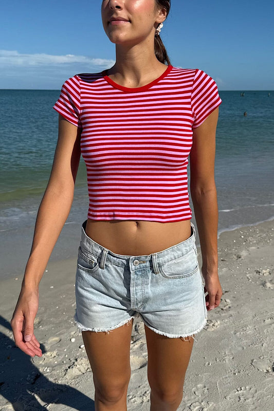 Red with and Pink Stripes / XS/S
