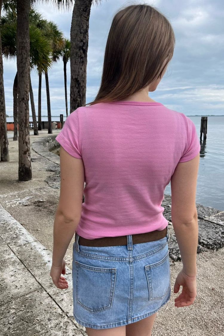 Ashlyn Striped Top | Bubblegum Pink and Pink Stripes / XS/S