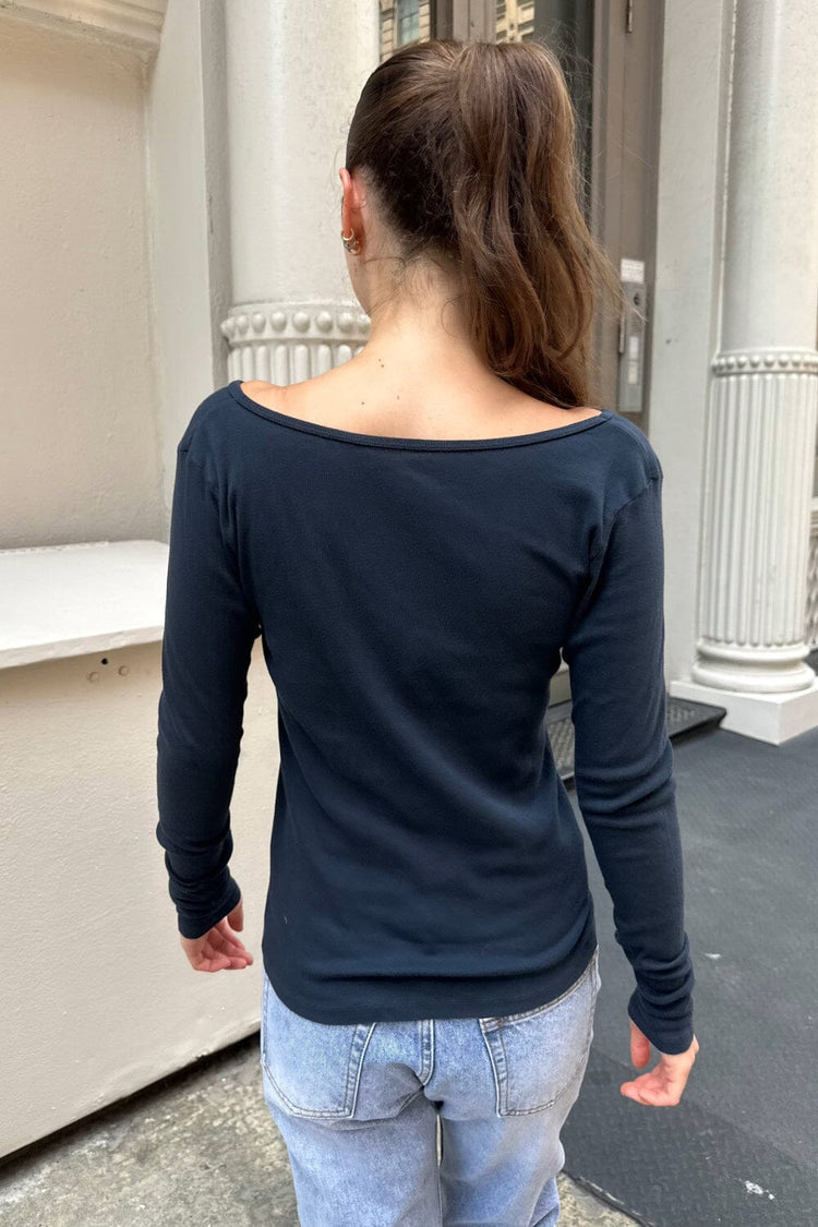 Brigitte Long Sleeve Top | Navy / S