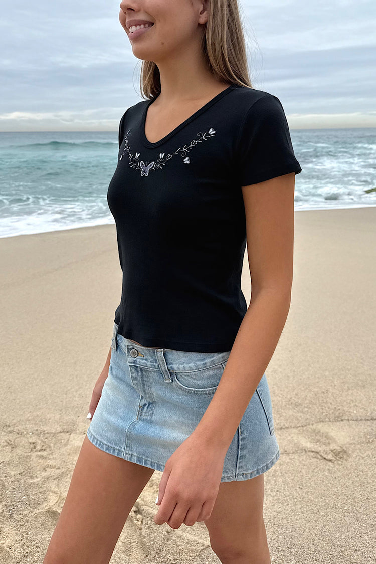 Ashlyn Butterfly Top | Black / XS/S