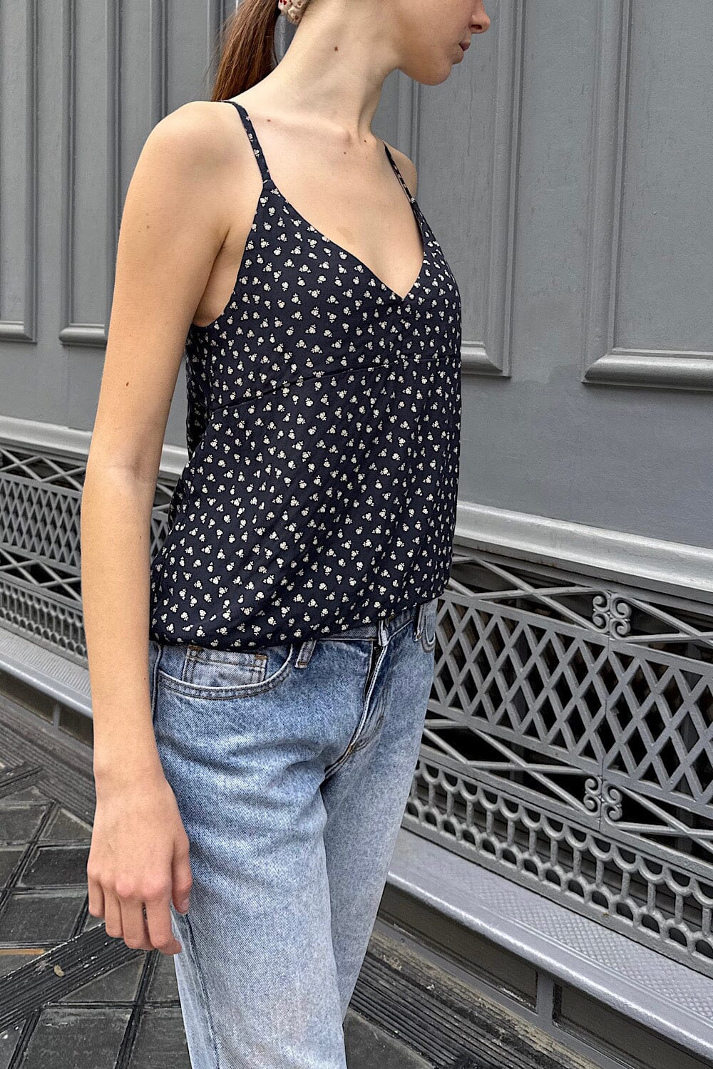 Navy Blue with Ivory Floral / XS/S