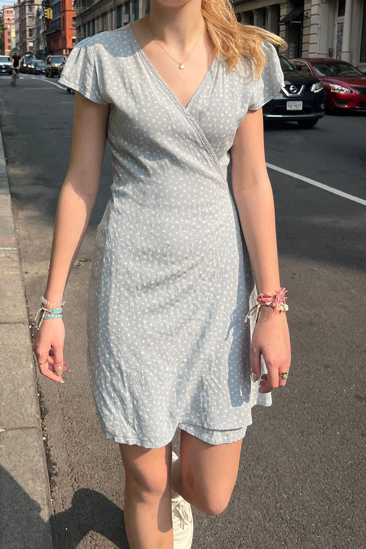 Robbie Dress | Light Blue With White Floral / XS/S