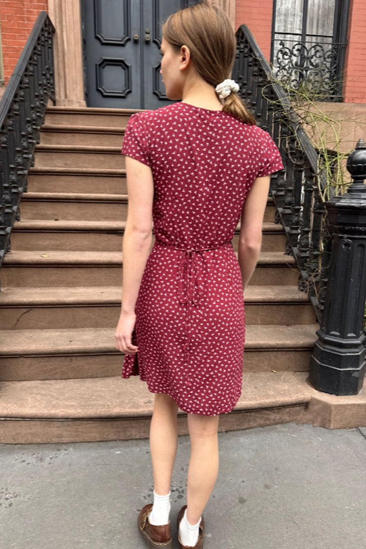 Robbie Dress | Faded Red with Flowers