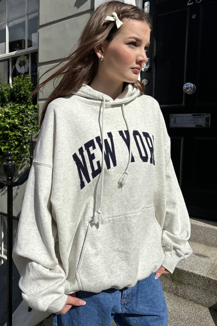 Christy New York Hoodie | Heather White / Oversized Fit