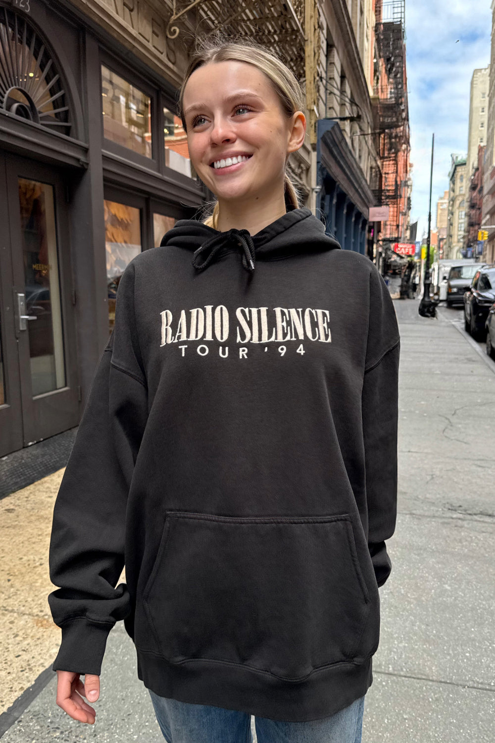 Christy Radio Silence Hoodie | Black / Oversized Fit