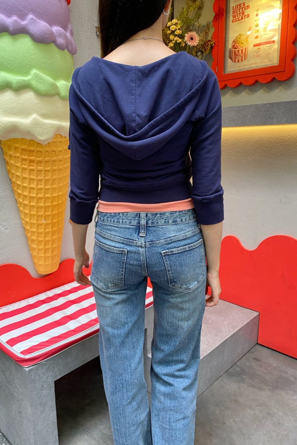 Christy Cropped Hoodie | Navy Blue / Regular Fit