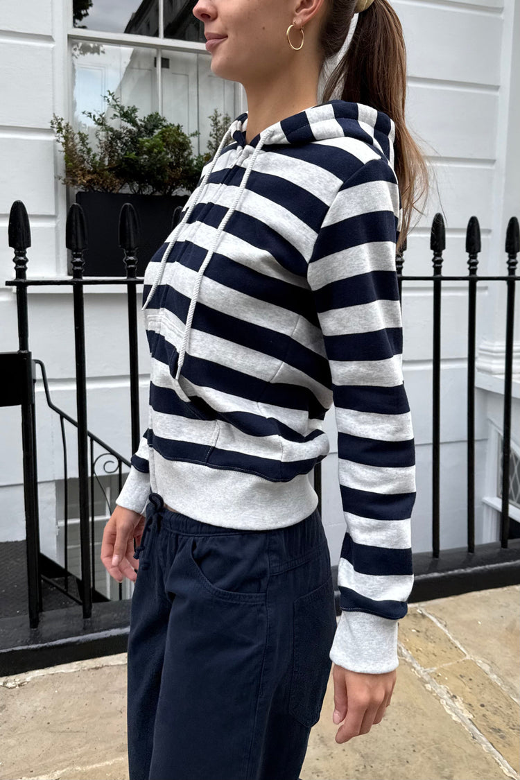 Christy Stripe Hoodie | Grey And Navy Stripe / Regular Fit