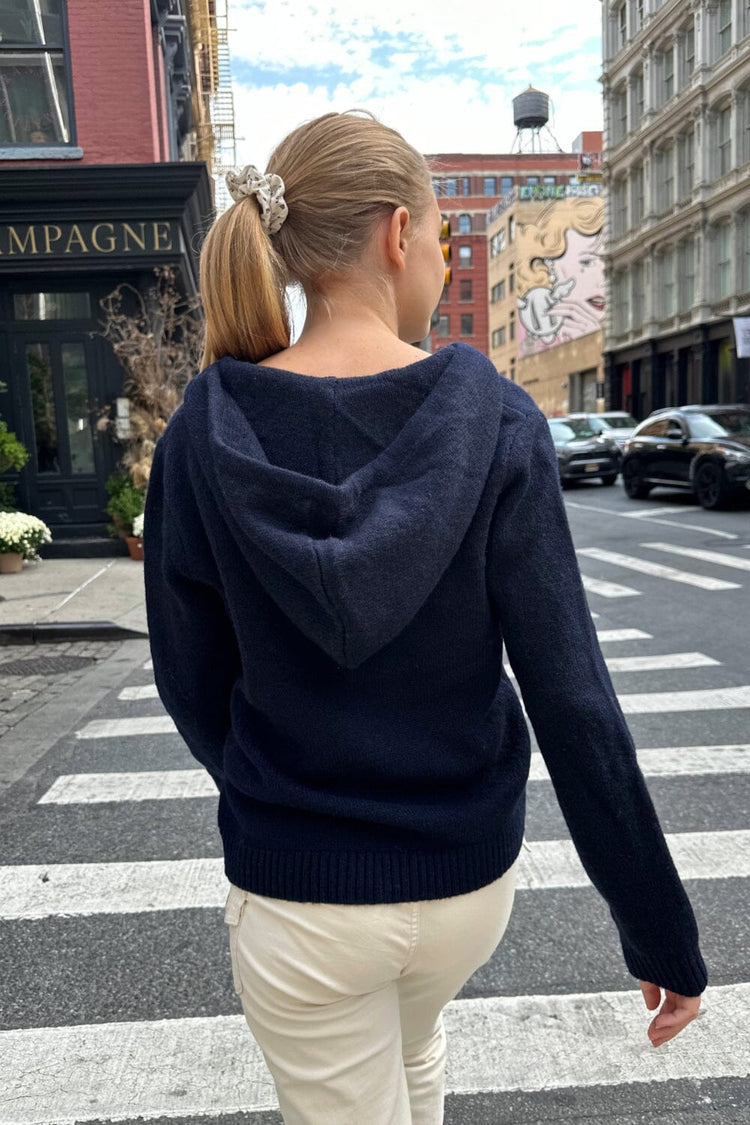 Alana Wool Zip-up Sweater | Navy / Regular Fit