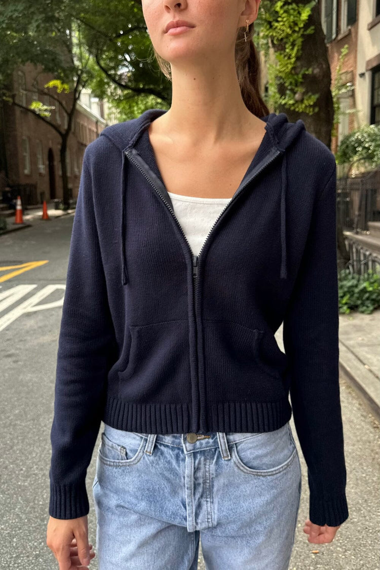 Alana Zip-Up Sweater | Navy Blue