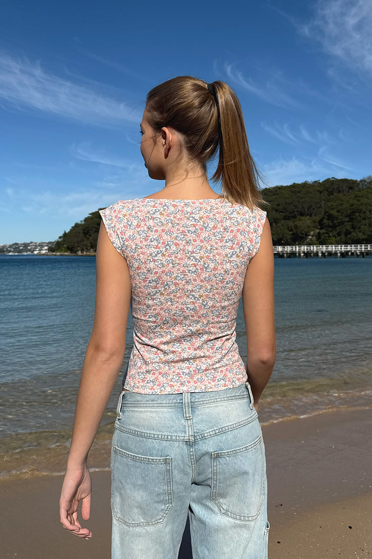 Amara Floral Tank | Blue And Pink Florals