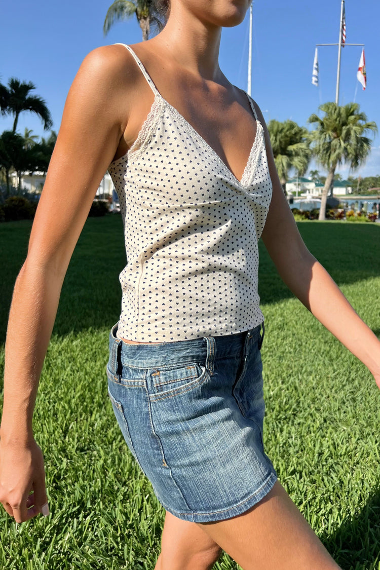 Amara Hearts Tank | Ivory navy hearts / XS/S