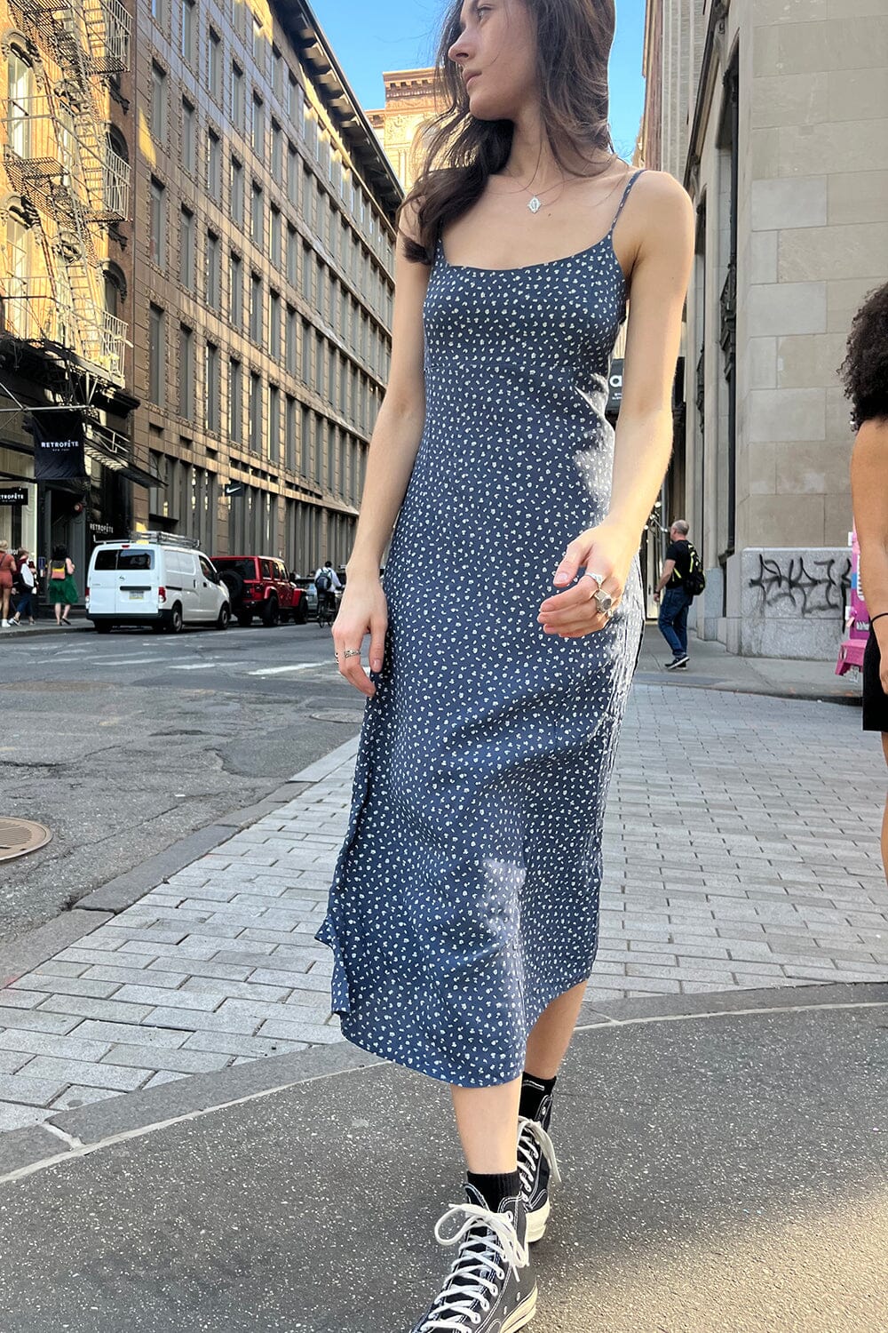 Colleen Floral Slip Dress | Faded Navy With White Floral
